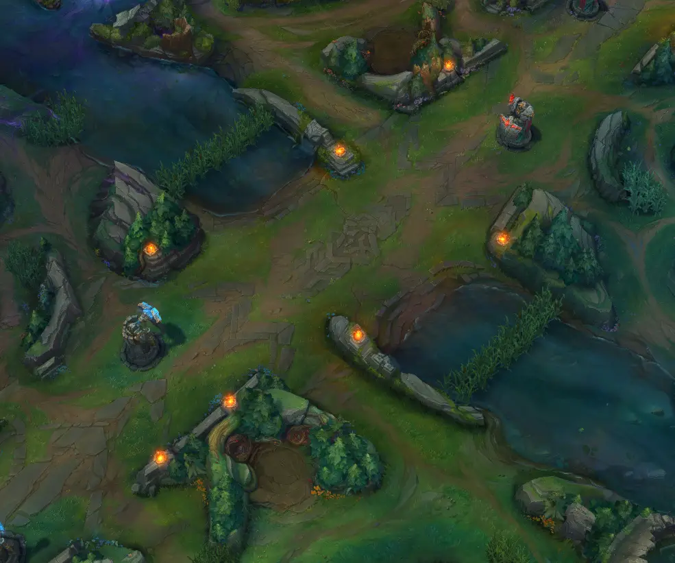 The redesigned mid lane of Summoner's Rift for Season 14 of League of Legends