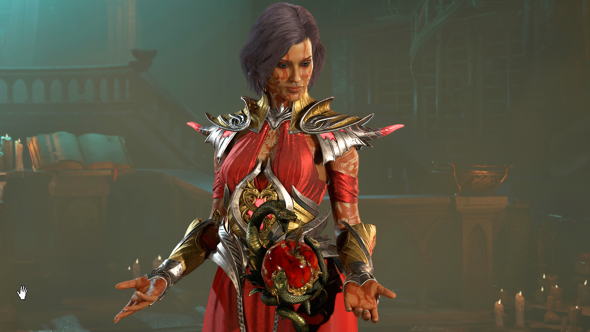 Diablo 4 Sorceress in red armor harnessing magical powers