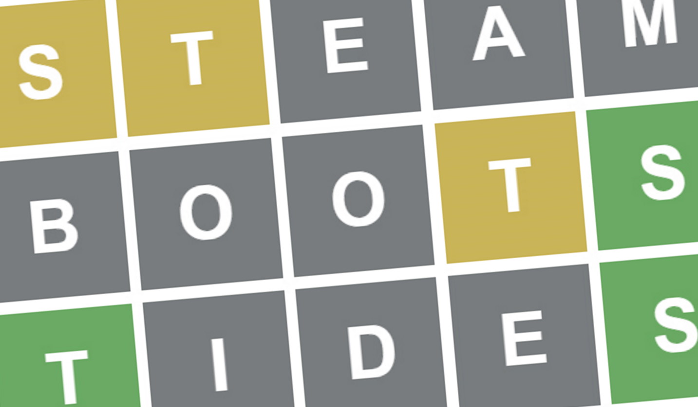 Wordle hint with yellow, grey, and green tiles