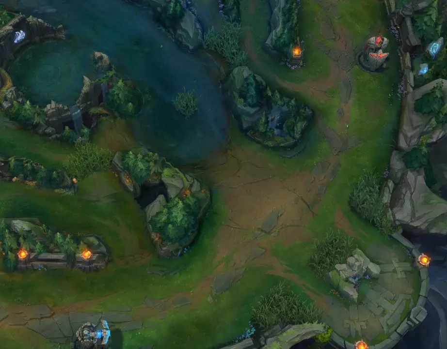 The redesigned bot lane of Summoner's Rift for Season 14 of League of Legends