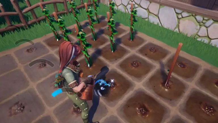 A player watering a garden plot in Palia