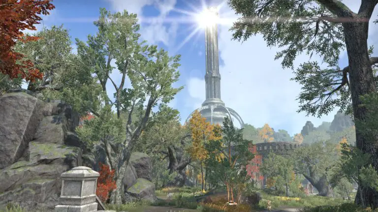 The sun shines on the Imperial City in The Elder Scrolls Online