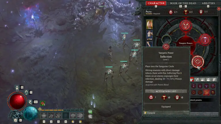 Diablo 4 Necromancer's Vampiric Powers UI