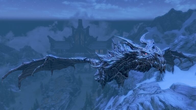 Alduin the dragon in Skyrim's Sovngarde