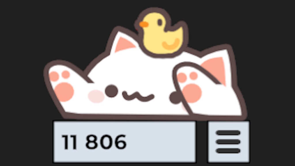 Bongo Cat wearing a yellow duck hat while playing.