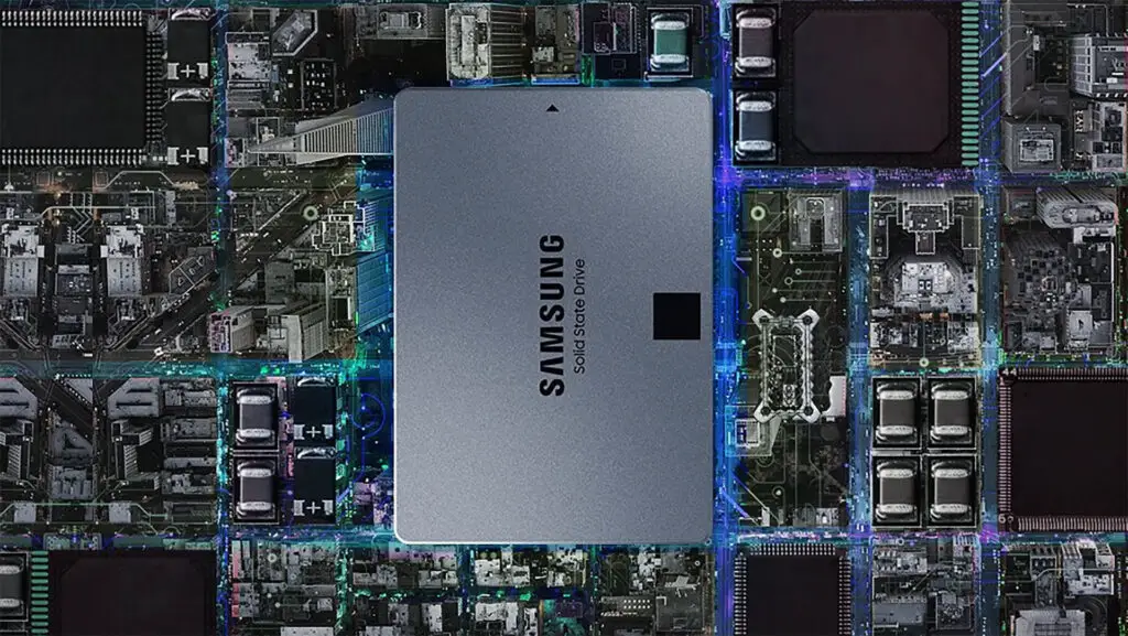 Samsung 860 QVO SSD across cityscape