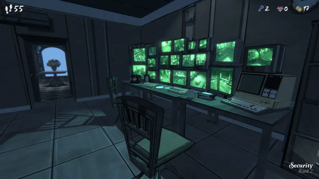 A security room with many monitors