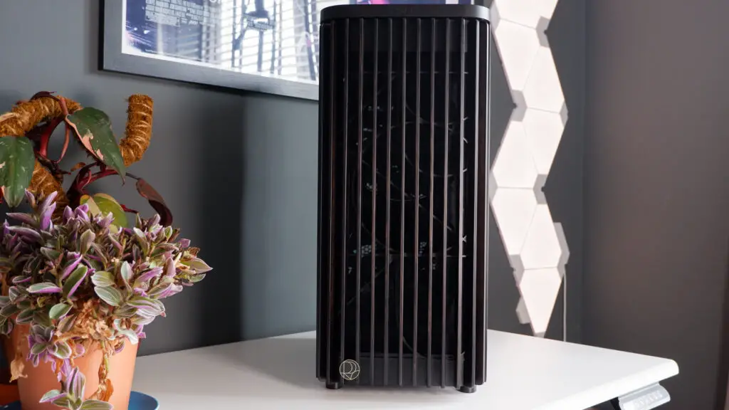 A gaming PC in the process of being built, using Radeon and Ryzen components and an Asus Pro Art PA401 PC case.