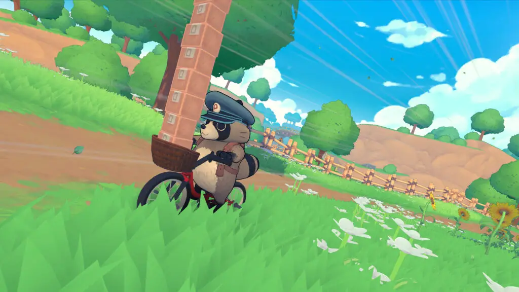 an adorable tanuki on a bmx