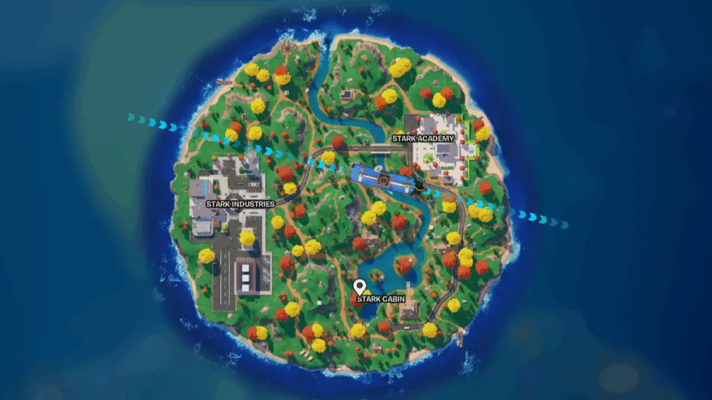 The Stark Island map in Fortite Blitz Royale.