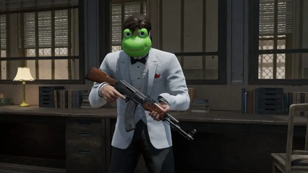 Metal Gear Solid Delta: Snake Eater Kerotan locations - Snake with frog mask, showcasing in-game graphics