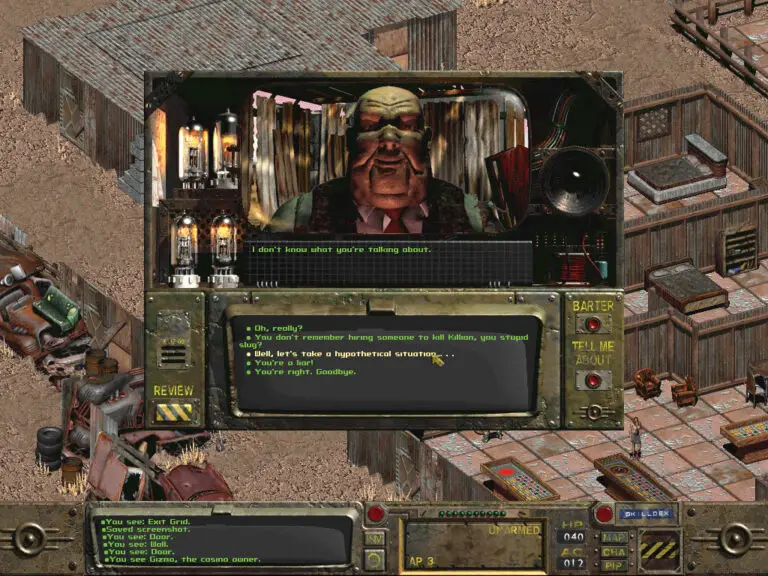 A dialogue box from Fallout 1.