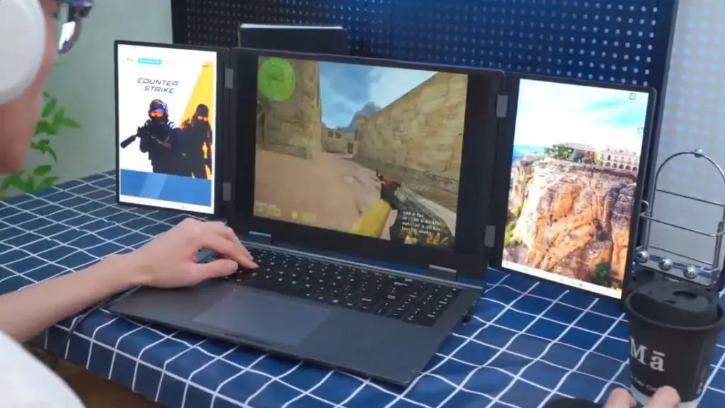 Byone's Bax 16 gaming laptop with three screens built-in