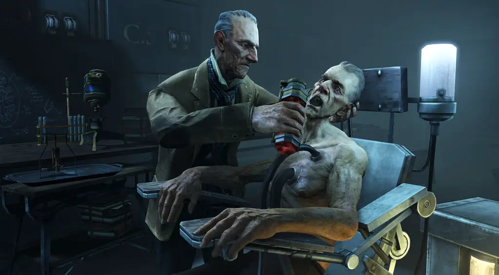 A scientist experimenting on a man