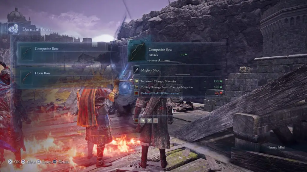 Selecting loot from a vanquished enemy.