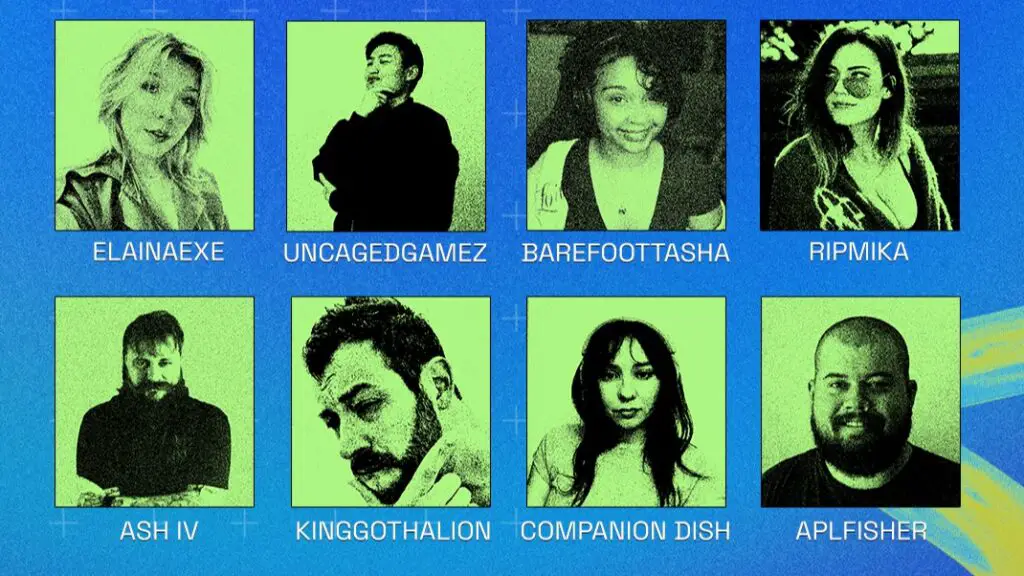 The headshots of the combatants in the PC Gamer Streamer Showdown