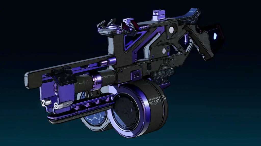 The Bod legendary shotgun from Borderlands 4, showcased against a dark blue background.