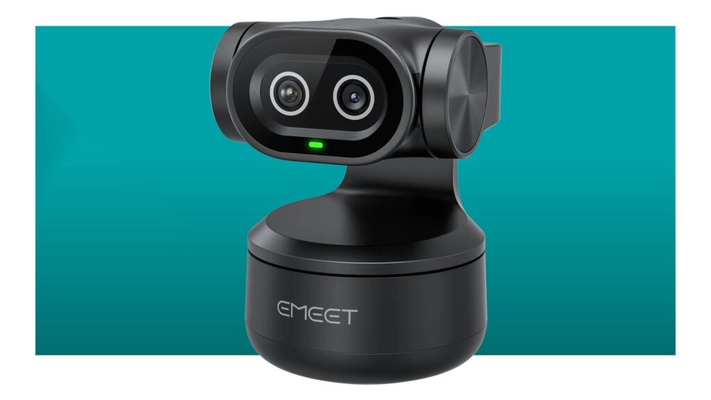 Emeet Pixy Webcam on a bluebackground