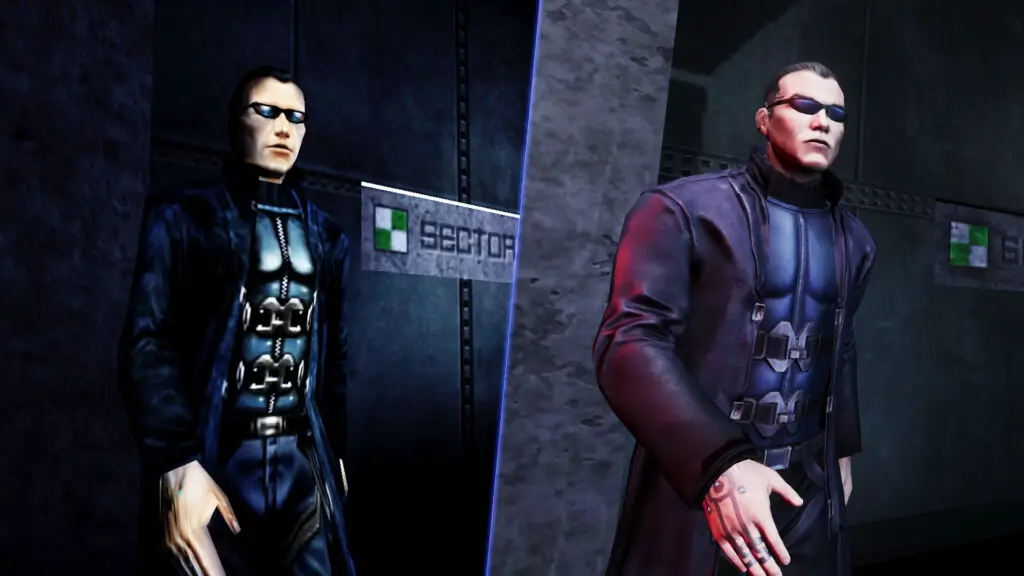 Original Deus Ex JC Denton next to \
