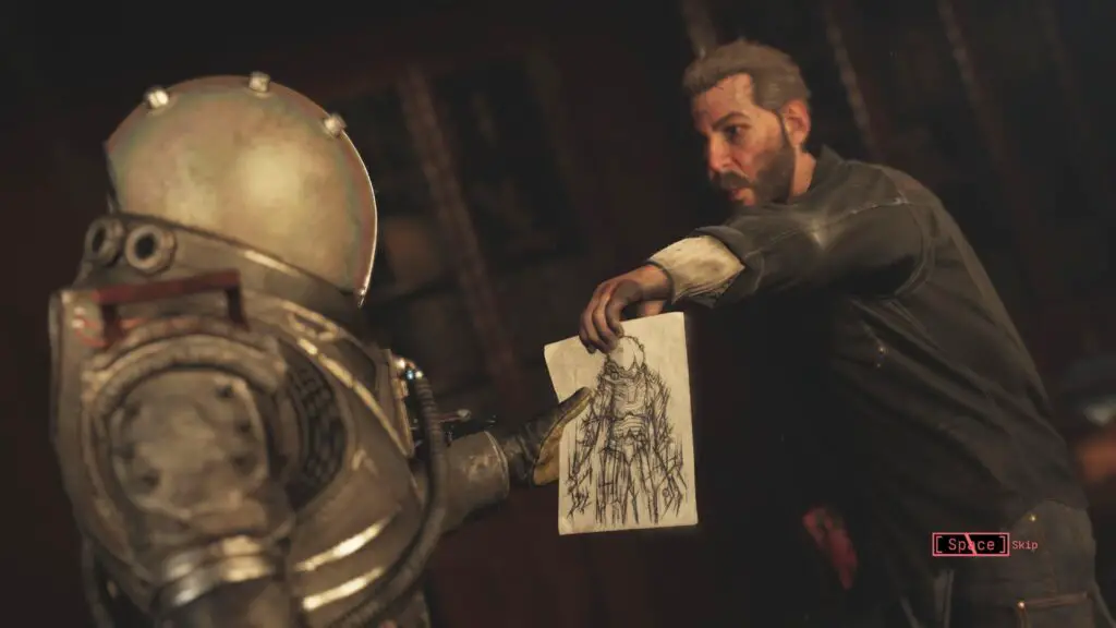 Some dude showing me picture his brother drew of me.