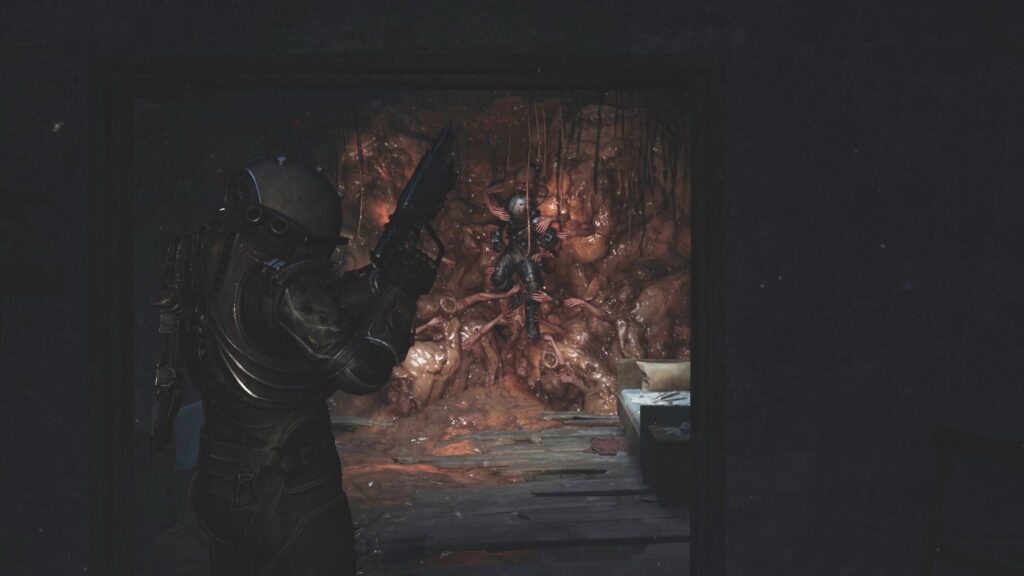 A Traveller wrapped up in zombie goo.