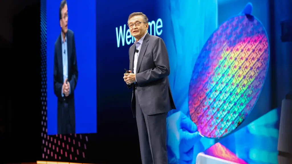 Lip-Bu Tan, Chairman of Intel's Board of Directors, speaks at Intel Foundry Direct Connect.