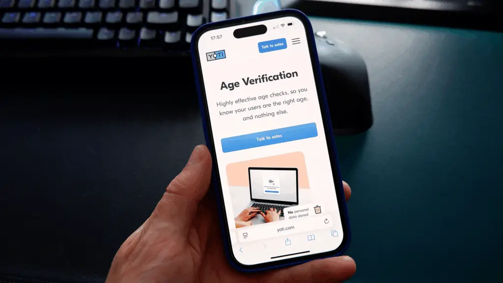 The Yoti homepage on an iPhone.
