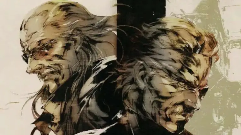Yoji Shinkawa's artwork of Old Snake and Liquid Ocelot from MGS 4.