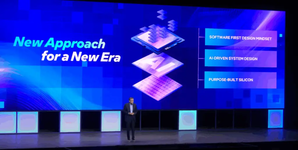 Lip-Bu Tan delivering a keynote presentation.