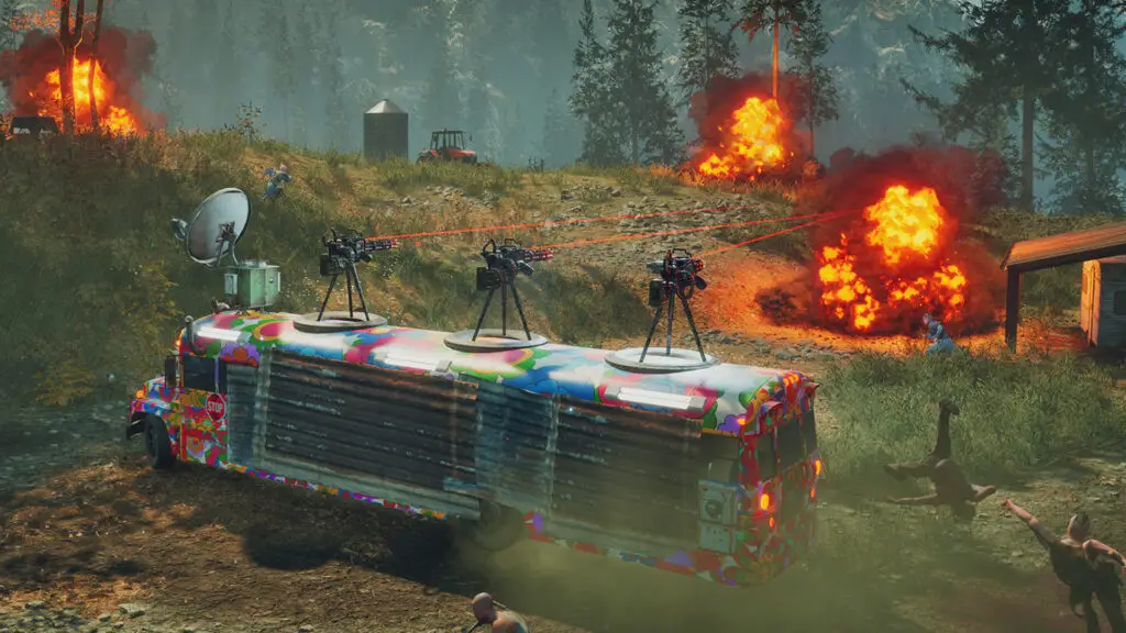 A bus with machine guns on top