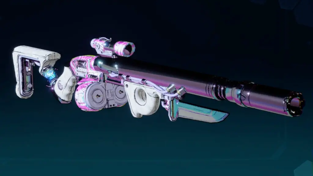 The colourful Rainbow Vomit legendary shotgun against a dark blue background in Borderlands 4.