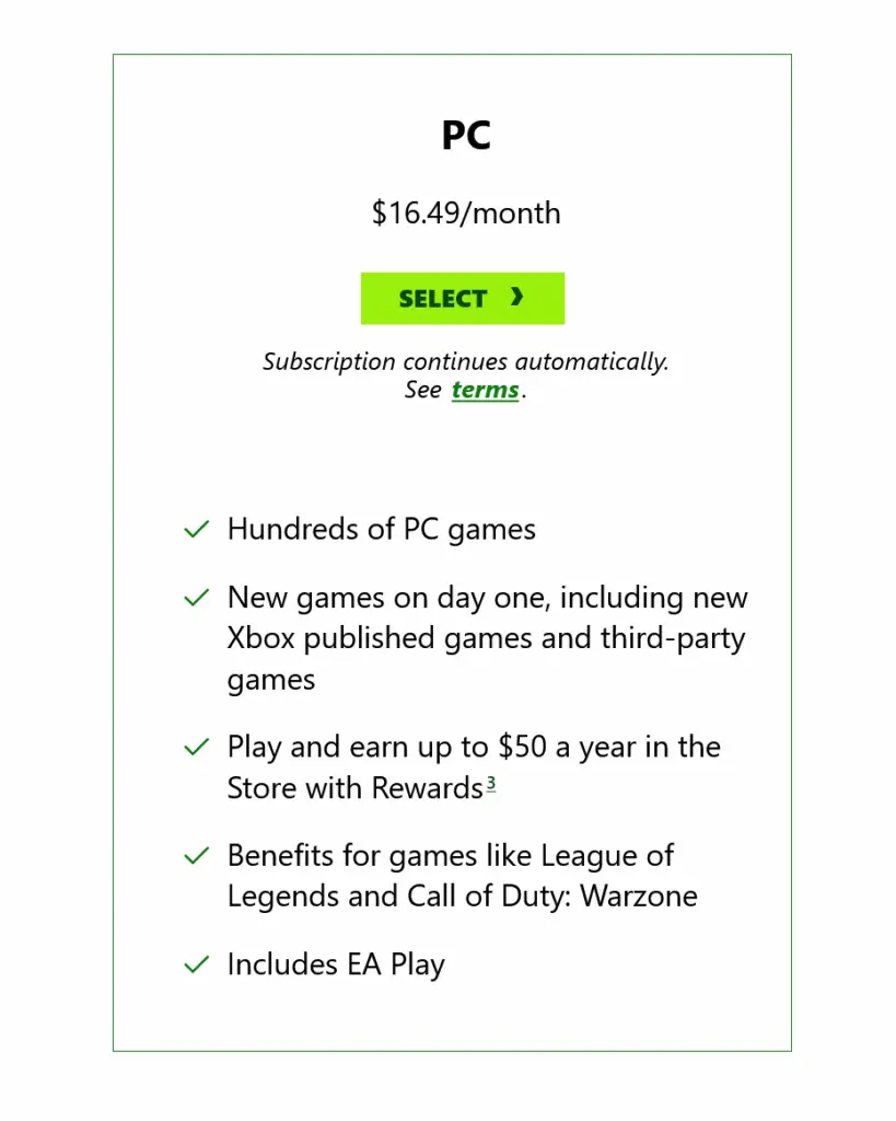 PC Game pass pricing as of October 1 2025