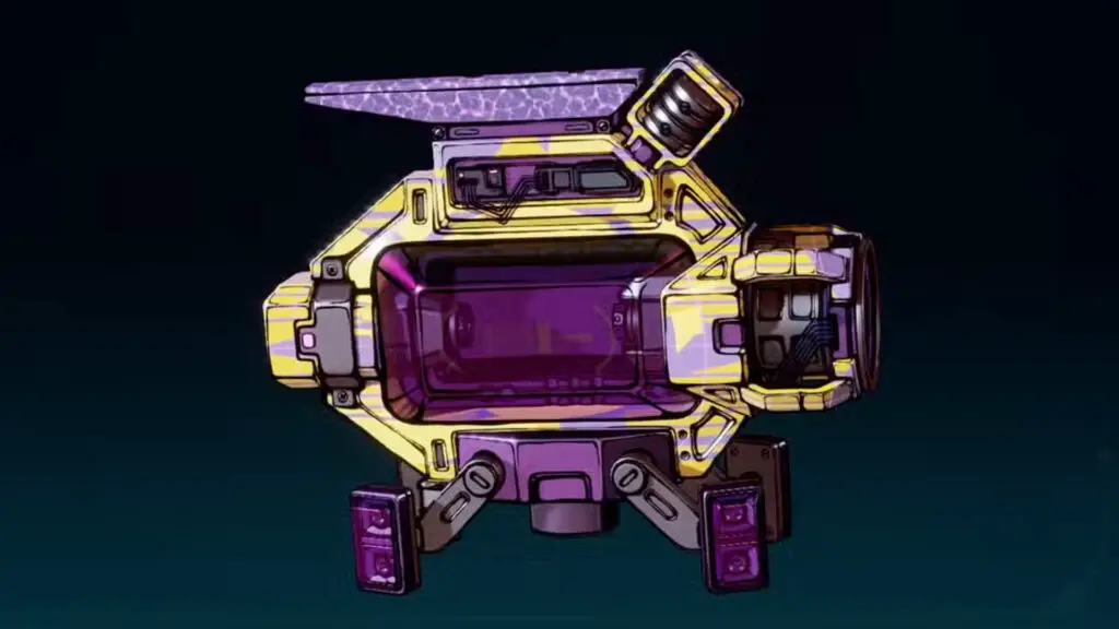 Borderlands 4 Super Soldier legendary shield: A detailed close-up of the Super Soldier shield, highlighting its intricate design against a dark, futuristic background.