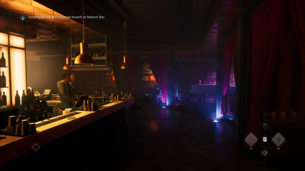 The inside of a swanky bar