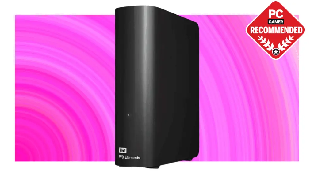 WD Elements Hard drive on a pink background