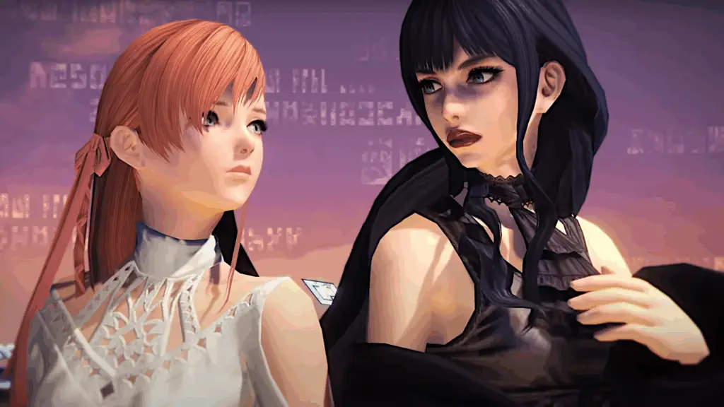 Gaia and Ryne hold hands and stare into each other's eyes as part of Final Fantasy 14's latest Ultimate, Futures Rewritten.