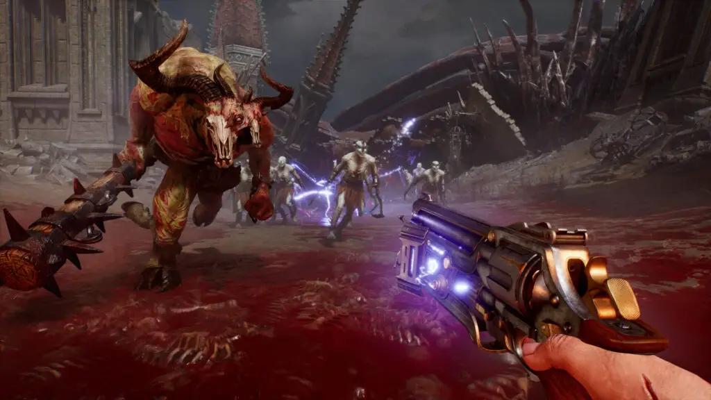 A minotaur leading a horde of enemies in Painkiller