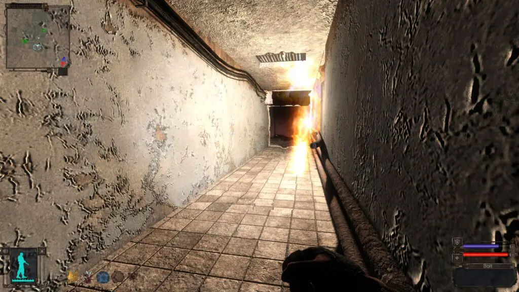A fire anomaly in a hallway.