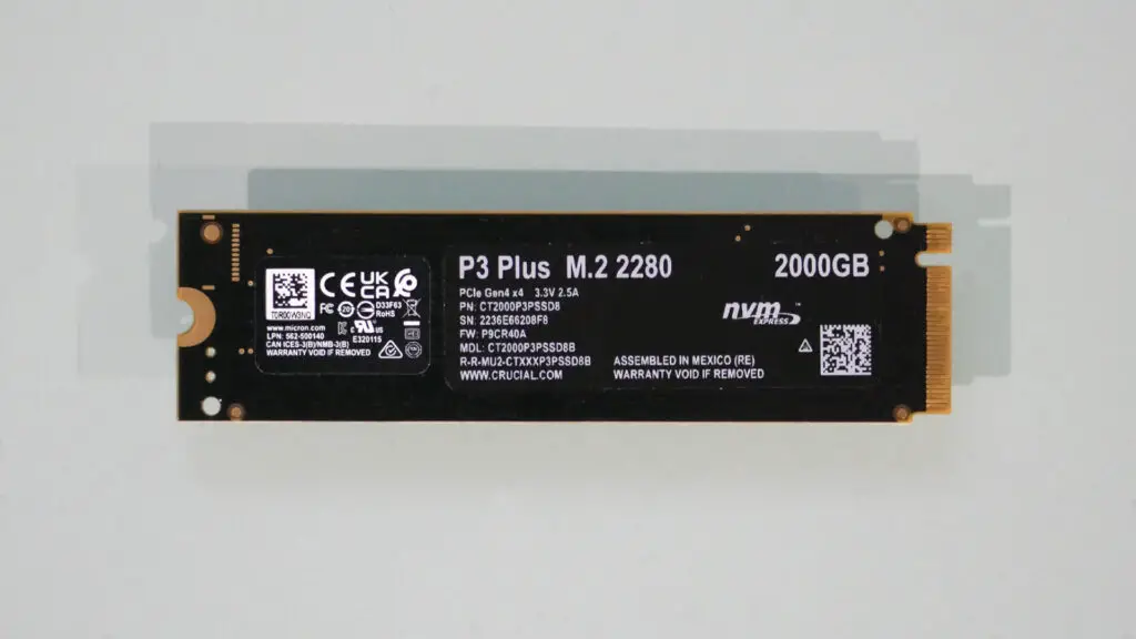 Crucial P3 Plus 2TB NVMe SSD on a white background