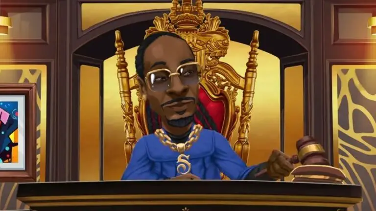 A cartoon version of Snoop Dogg wielding a judge's gavel.