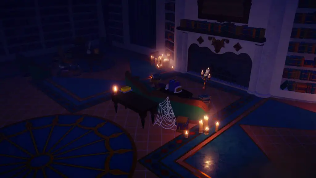 Lumiere in the dark in the Beast's Castle in Disney Dreamlight Valley