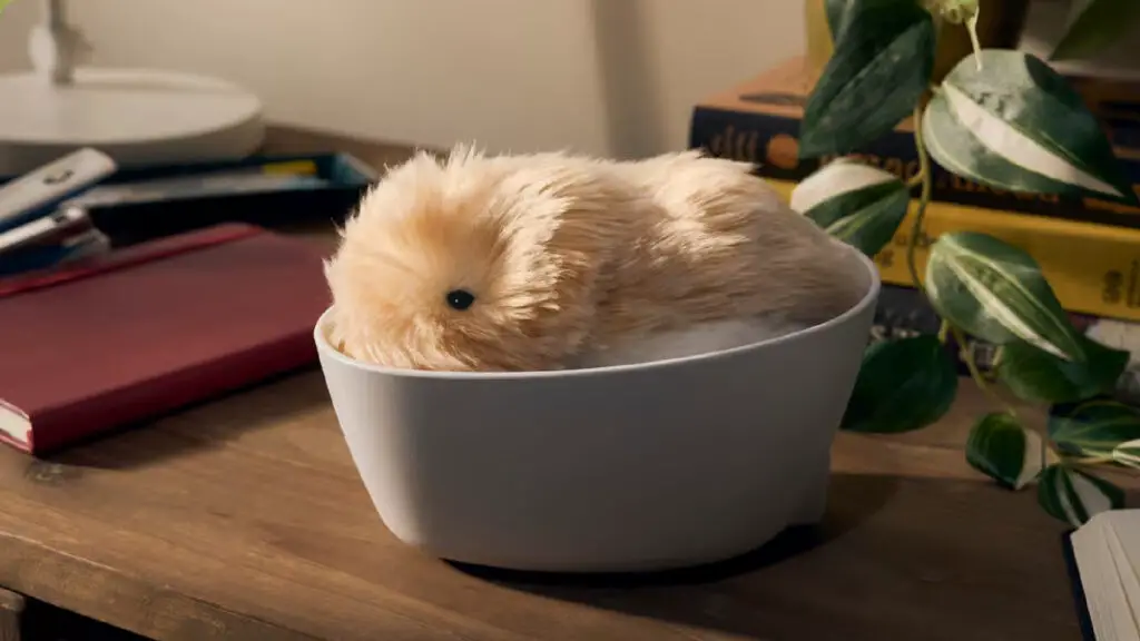 A Casio Moflin, in a bowl for some reason