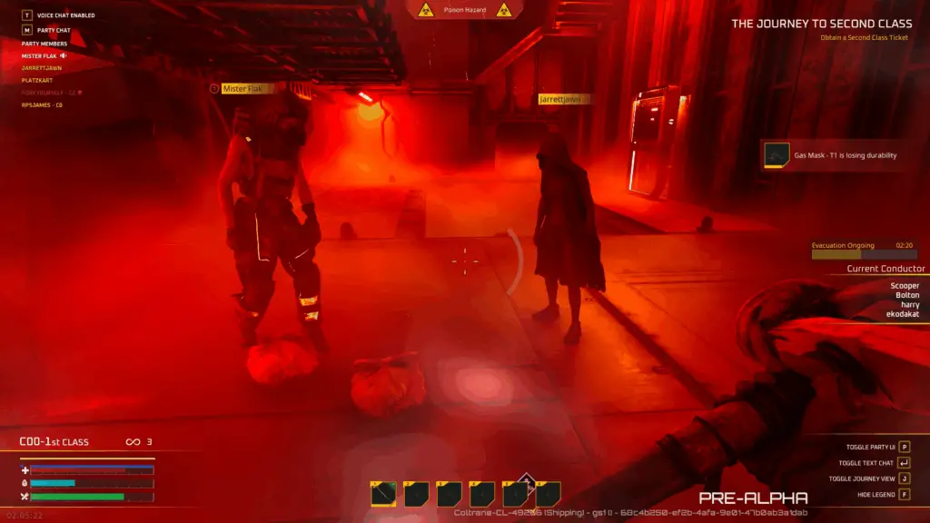 Two figures stare at materials on the ground.