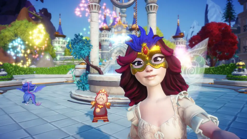 Disney Dreamlight Valley Cogsworth in front of the Dream Castle