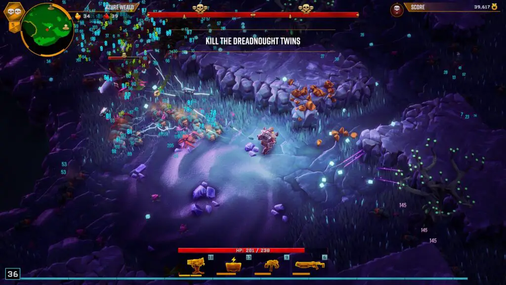 A dreadnought battle in Deep Rock Galactic: Survivor.