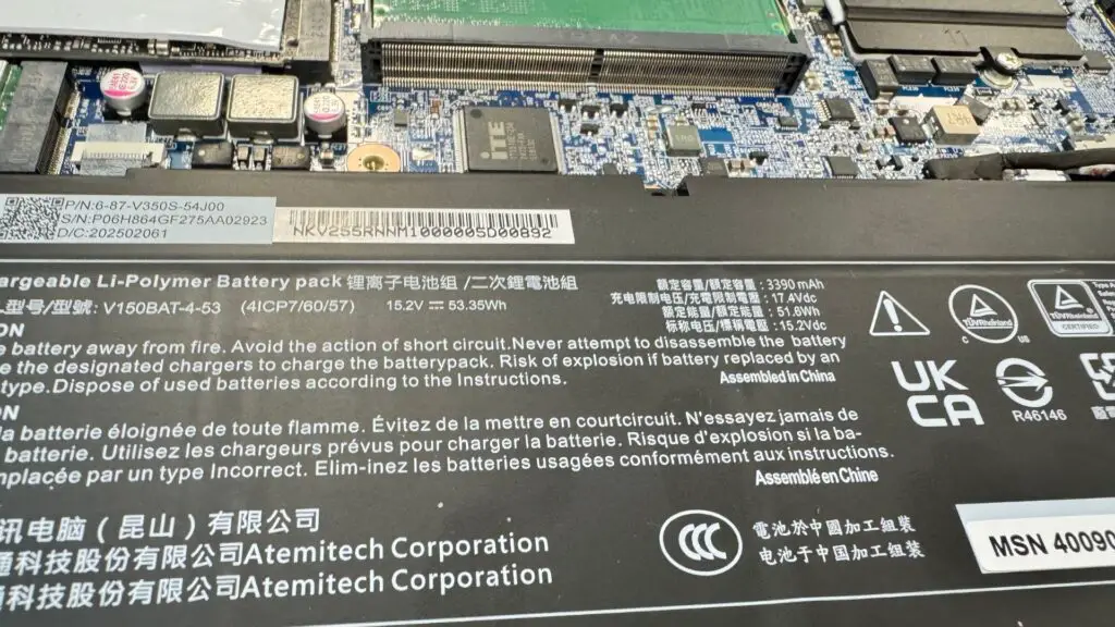 The Medion Deputy Erazer 15 P1 gaming laptop battery