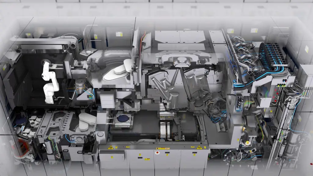 ASML EUV machine with internals exposed