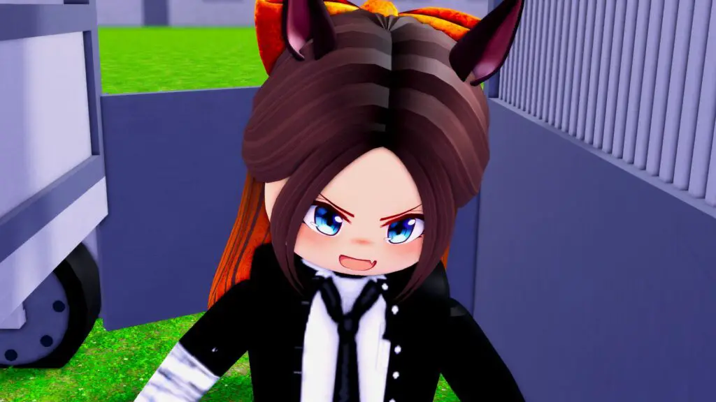 A Roblox character with horse ears and anime-style face in the Umamusume Pretty Derby tribute, Uma Racing.