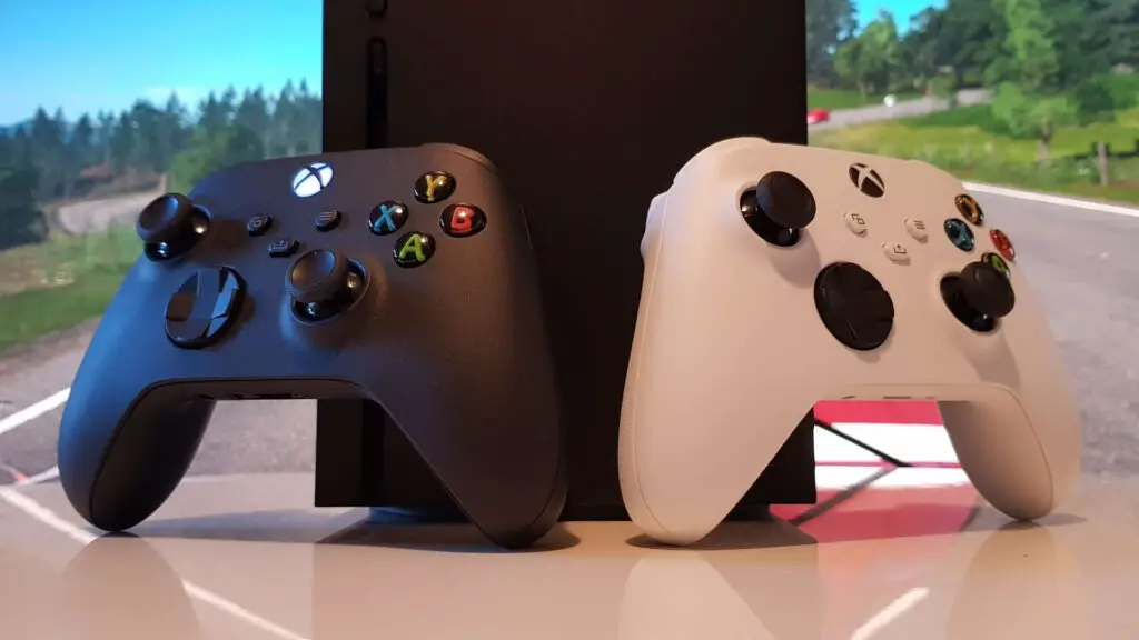 Microsoft Xbox Series X on a shelf