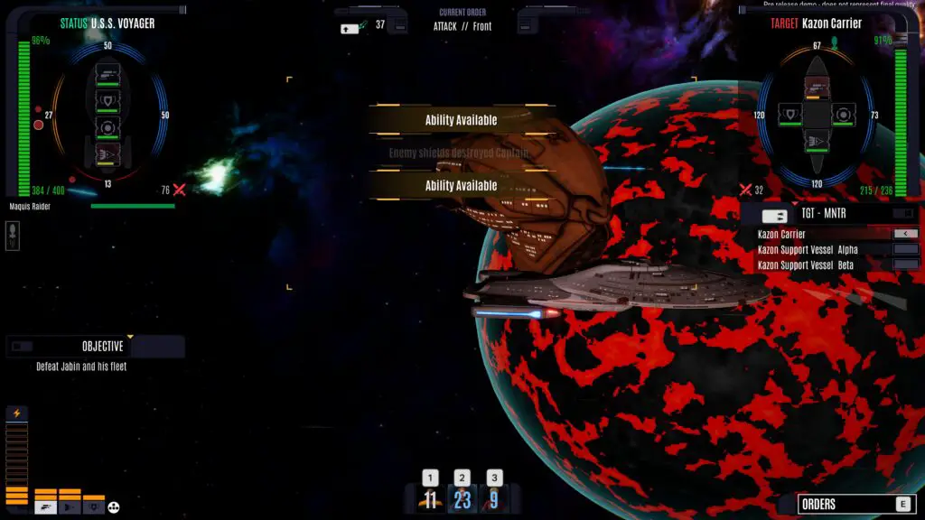 A UI-heavy combat encounter